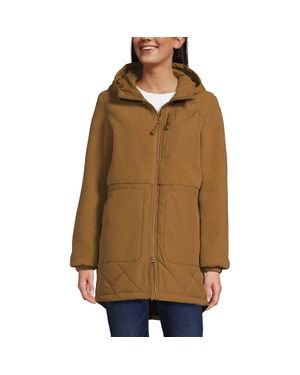 Lands' End High Pile Quilted Mixed Media Parka - Brown