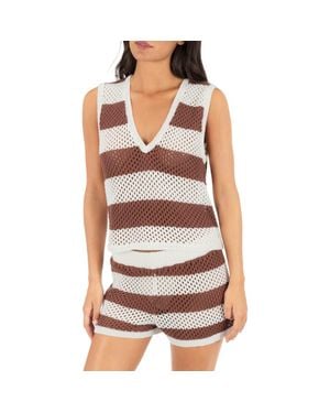 Hurley Stripe Cover-Up Sleeveless Top - White