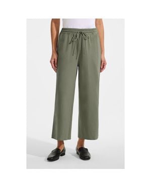 Lands' End Sport Knit Pull On Drawstring Wide Leg Crop Pants - Green