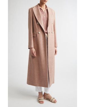 Eleventy Zegna Double Breasted Stretch Linen, Wool & Silk Duster - Multicolor