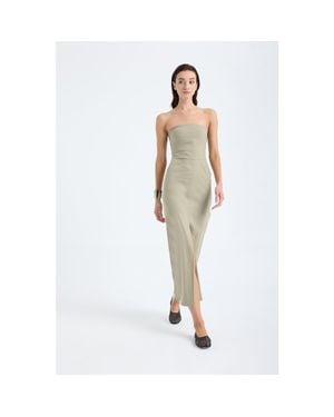 Monlicia Akasha Strapless Cotton Blend Midi Dress - Green