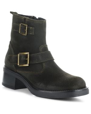 Bos. & Co. Pebbled Leather Buckle Ankle Booties - Black