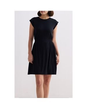 REISTOR Short Dress With Smocking Side Detail - Black