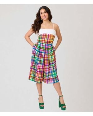 Unique Vintage Wide Leg Nancy Romper - Multicolor
