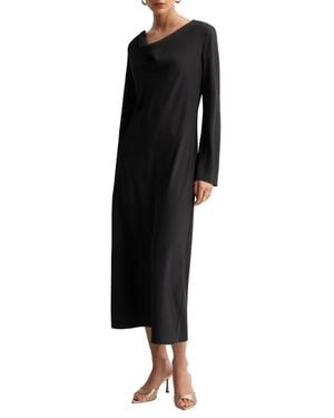 Mango Cowl Neck Long Sleeve Dress - Black