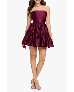 Blondie Nites Satin Strapless Corset Tiered Cocktail Minidress
