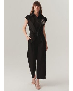 Exquise Elsie Polished Flowing Pants - Black