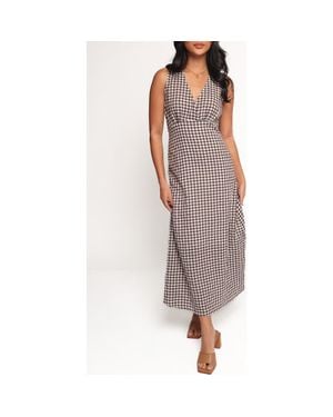 Petal & Pup Queenie Check Sleeveless Midi Dress - Purple
