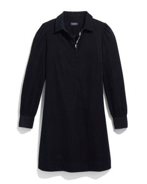 Vineyard Vines Long Sleeve Cotton Corduroy Popover Dress - Blue
