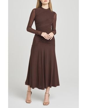 Wayf Selene Ruched Long Sleeve Dress - Brown
