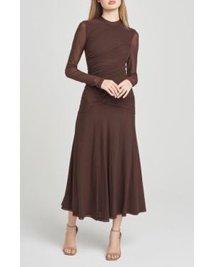 Wayf Selene Ruched Long Sleeve Dress - Brown