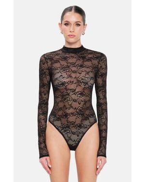OW Collection Lydia Lace Bodysuit - Black