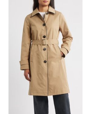Michael Kors Water Resistant Belted Trench Coat - Natural