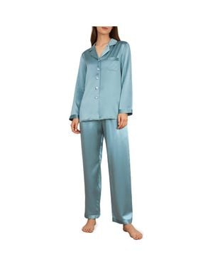 LILYSILK Full Length Silk Pajamas Set - Blue