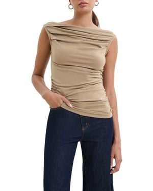 MARCELLA Cooper Ruched Boat Neck Top - Blue