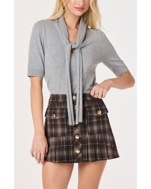 Astr Agatha Tie Neck Sweater - Gray