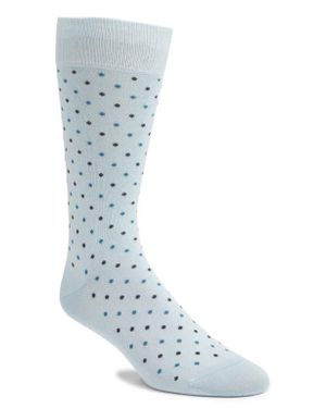 Pantherella Needham Dot Pattern Tall Cotton Blend Dress Socks - Blue