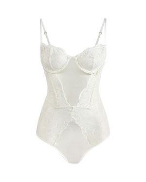 Mers Silk Calista Bodysuit - White