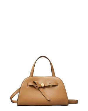 Tory Burch Romy Small Bauletto Leather Handbag - Natural