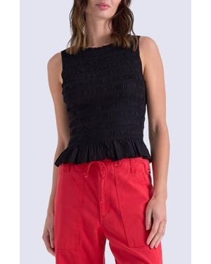 Pistola Phoebe Smock Detail Sleeveless Cotton Blend Top - Red