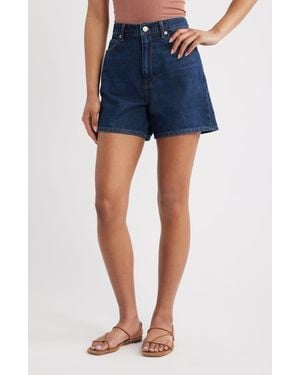 Reformation Saige High Waist Raw Hem Denim Cutoff Shorts - Blue