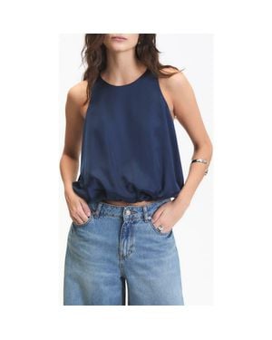 DELUC Leonard Crop Sleeveless Satin Top - Blue