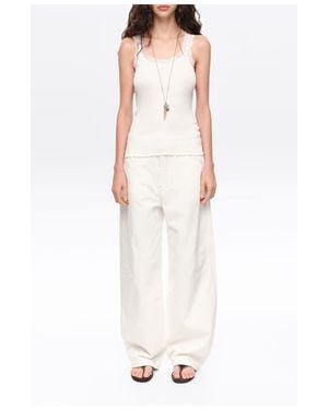 Bimba Y Lola Denim Barrel Leg Pants With 5-Pockets - White