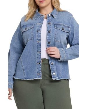 NYDJ Fray Hem Denim Trucker Jacket - Blue