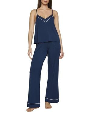 Eberjey Gisele V-Neck Camisole And Pants Pajama Set - Blue