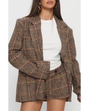 Princess Polly Ayvanna Oversize Glen Plaid Blazer - Brown