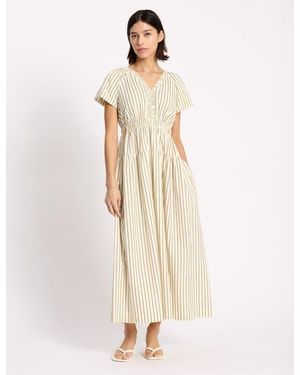 Albaray Stripe V-Neck Maxi Dress - Natural