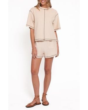 Petal & Pup Melody Knit T-Shirt & Shorts Set - Natural