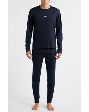 BOSS Holiday Long Pajama Set - Blue