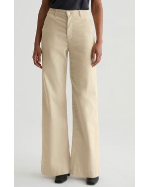 AG Jeans Deven Tailored High Waist Wide Leg Corduroy Pants - Natural