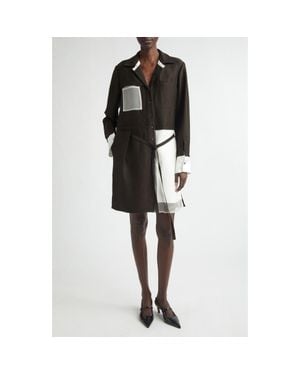 Jason Wu Soft Suiting Collage Long Sleeve Shirtdress - Black