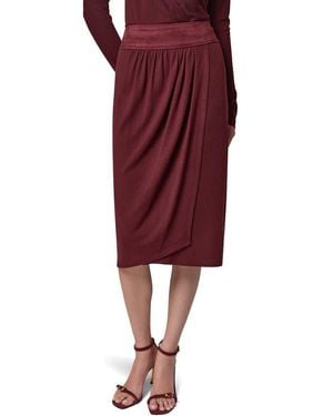 Donna Karan Mixed Media Twist Detail Midi Skirt - Red