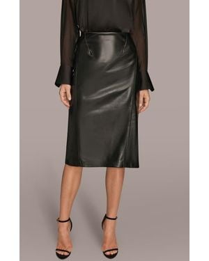Donna Karan Seam Faux Leather Pencil Skirt - Black