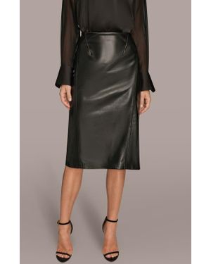 Donna Karan Seam Faux Leather Pencil Skirt - Black