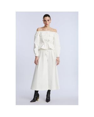 BCBGMAXAZRIA Pleated Front Crop Pant - White