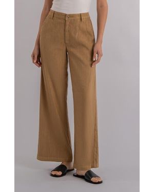 Kut From The Kloth Meg High Waist Linen Blend Wide Leg Pants - Brown