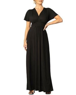 Kiyonna Vienna V-Neck Maxi Dress - Black