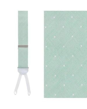 Trafalgar Churchill Chambray Polka Dot Linen Blend Formal End Suspenders - Green