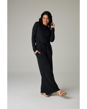 eavolu® Baikal Eco-Luxe Fleece Wide-Leg Long Pant - Blue