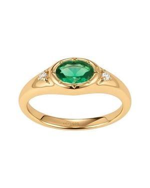 MADE BY MARY Oval Birthstone Signet Ring - Metallic