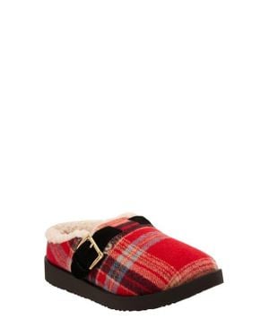 Revitalign Gift Plaid Faux Shearling Lined Slipper - Red