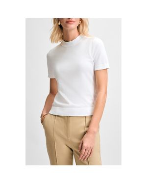 Isaac Mizrahi New York Mock Neck Short Sleeve Sweater - White