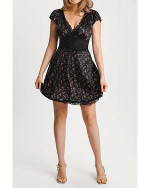 Popilush Plunge Resort Fit & Flare Shapewear Built - Black