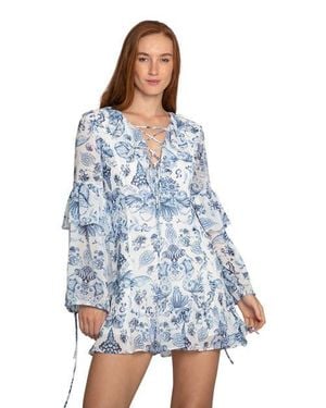 Belle & Bloom Mad About You Floral Print Mini Dress - Blue