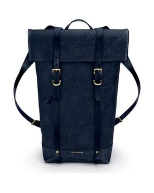 EZRA ARTHUR Keystone Leather Rucksack - Blue