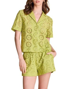 English Factory Eyelet Embroidery Camp Shirt - Yellow